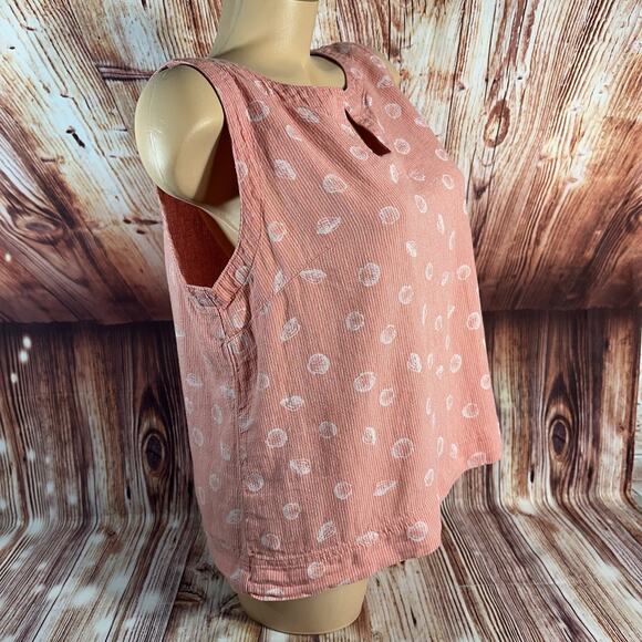 Liz Claiborne Sz Medium Coral Sea Shell Linen Blend V Neck Sleeveless Tank Top - Picture 2 of 8